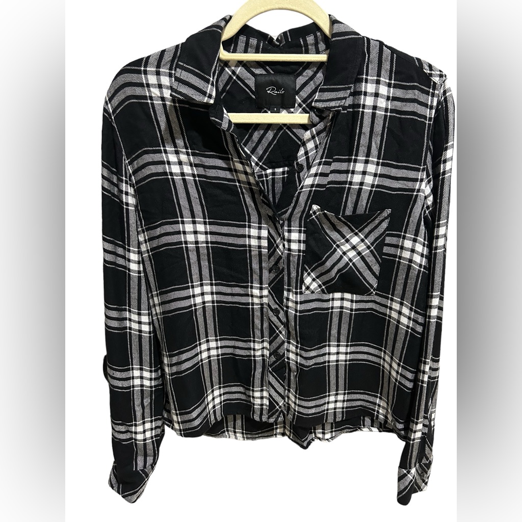 Rails Women’s Black And White Flannel Button Down Shirt Size Small